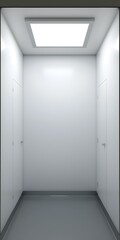 Empty White Room with Two Doors and Ceiling Light
