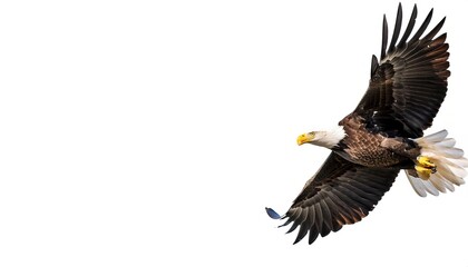 Obraz premium american bald eagle - Haliaeetus leucocephalus - is a bird of prey found in North America, mottled feather colors, isolated cutout on white background