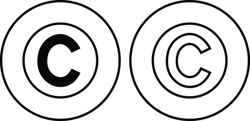 Copyright Icon Set. Trademark Copyright Protection C Mark flat and line Vector Sign isolated on transparent background Suitable collection for Apps and Websites UI Designs. Business product license
