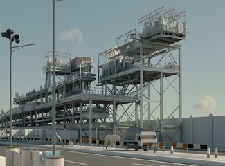 Naklejka premium Industrial Structure Construction 3D Rendering Design