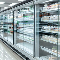 Refrigerator Aisle in a Grocery Store