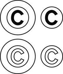 Copyright Icon Set. Trademark Copyright Protection C Mark flat and line Vector Sign isolated on transparent background Suitable collection for Apps and Websites UI Designs. Business product license
