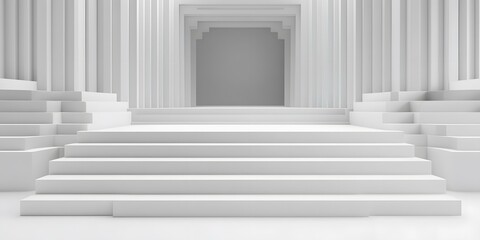 Obraz premium White Abstract Staircase Leading to a Door