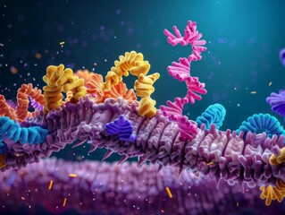 3D illustration of protein structures. AI.