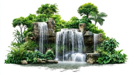 Naklejka premium Lush Tropical Waterfall With Tranquil Pool