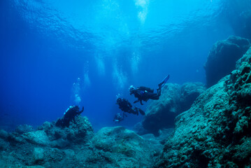 into the clear water of the Mediterranean Sea