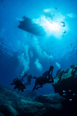 into the clear water of the Mediterranean Sea