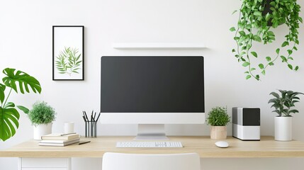 Clean and modern workstation with monitor setup