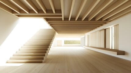 Modern Minimalist Wooden Staircase Interior Design