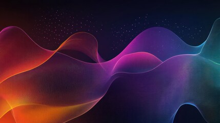 Abstract Neon Waves with Glowing Particles