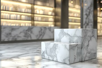 White Marble Pedestal Display In Modern Interior