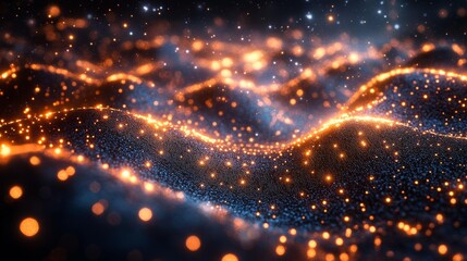 Obraz premium Abstract Glowing Waves of Light - Generative AI