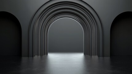 Elegant architectural arches in a minimalist interior with a sleek floor design