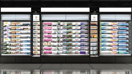 Refrigerated Display Case with Various Products