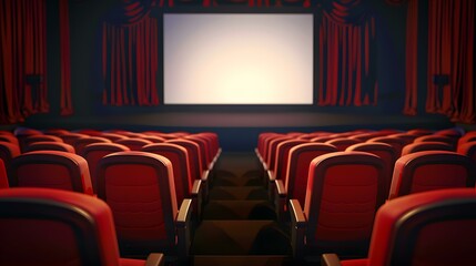 Fototapeta premium Empty Movie Theater Seats and Blank Screen