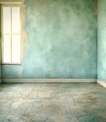 Vintage Green Wall Room Interior Empty Space