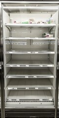 Empty Supermarket Refrigerator Shelves