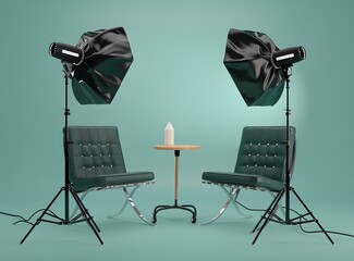 Studio Setup with Two Chairs and a Table