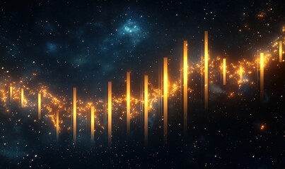 A long line of yellow lines in the sky