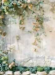 Green Vines Hanging On A Rustic Wall