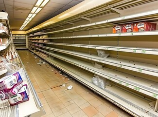 Empty Supermarket Shelves During a Pandemic