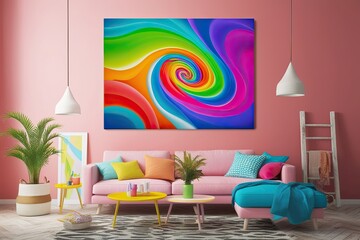 Vibrant Colorful Canvas Art with Fun Looping Patterns and Dynamic Movement