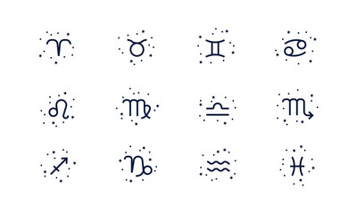 Zodiac signs. Horoscop icons. Vector illustration