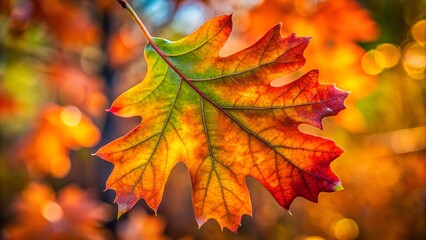 Fototapeta premium Autumn oak leaf with rich color