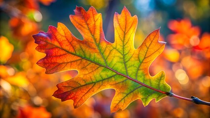 Fototapeta premium Autumn oak leaf with rich color