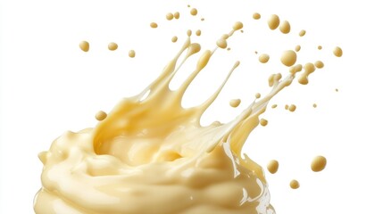 A Creamy Yellow Liquid Splashing in Mid-Air