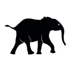 Elephant Silhouette vector. Silhouette of elephant run by road. Silhouette of elephants. Elephant shadow hand drawn. 