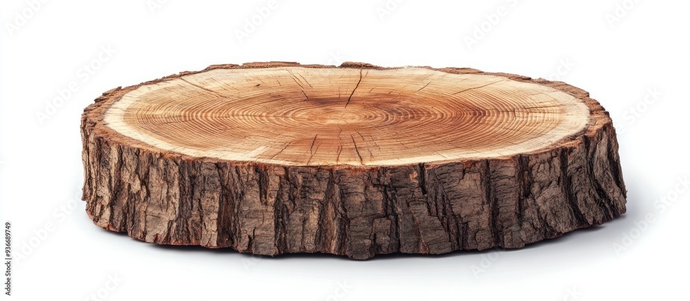 Poster Cross-section of a tree trunk with visible growth rings and bark