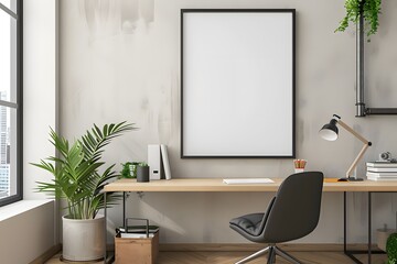 Modern Office Lobby with Stylish Minimalist Furniture, Large Windows, and Abundant Natural Light - A Bright and Welcoming Space Featuring Neutral Tones and Greenery