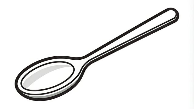 Simple illustration of a tablespoon icon with a bold editable stroke outline, isolated on a white background, perfect for cooking and recipe designs.