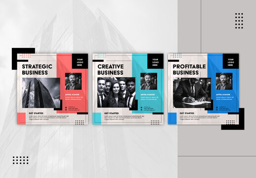 Red and Blue Corporate Business Social Media Post Template