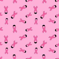 Breast cancer month seamless pink ribbon day mammogram pattern