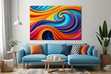 Vibrant Color Flow Abstract Canvas Art with Modern Wave Design