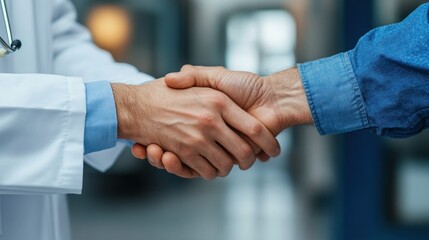 Close-up of a Doctor and Patient Shaking Hands