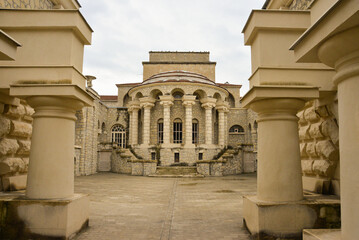 Naklejka premium Beautiful building with columns. Semashko mud baths. Built in 1913-1915. Essentuki, Stavropol Territory, Russia.