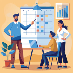 people working in office flat vector illustration