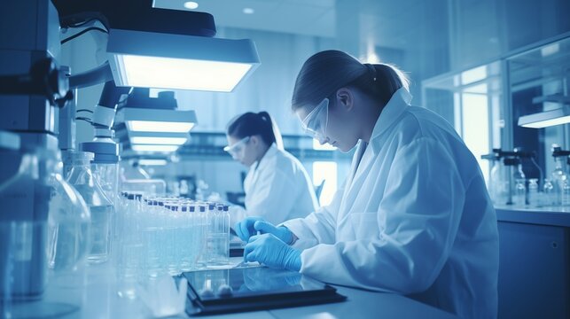 Skilled technicians meticulously test and analyze various samples within the laboratory environment, employing precise methods and equipment for accurate results.