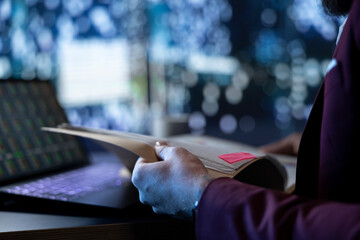 Qualified broker examining global economic trends to exchange capital and increase legal earnings...