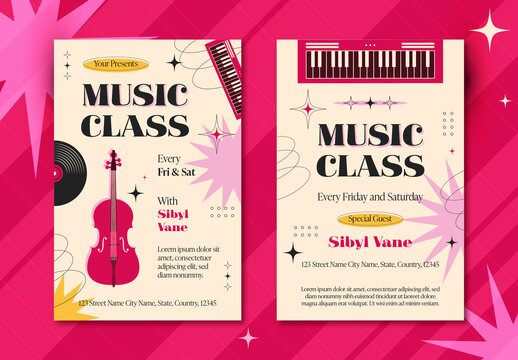 Retro Aesthetic Music Class Poster Template