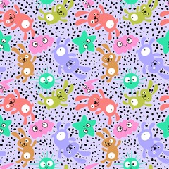 Cartoon animals seamless rabbit bunnies pattern for wrapping paper