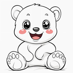A cute kawaii polar bear designed for a children&rsquo;s coloring book