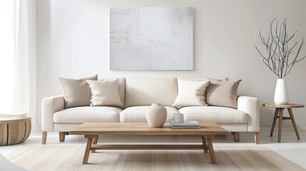 Fototapeta premium Modern Minimalist Living Room Interior Design