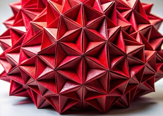 Crimson Origami presents sharp red triangles folding into intricate patterns, yielding a modern and abstract aesthetic that exudes elegance and sophistication.