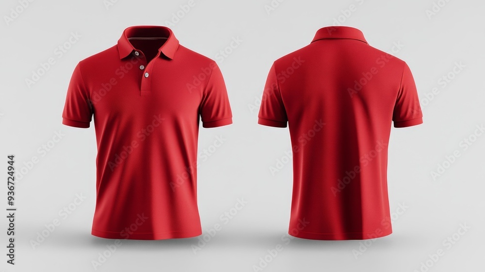 Canvas Prints Red Polo Shirt Front and Back View Generative AI