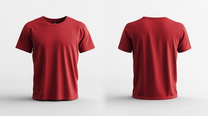 Red T-Shirt Front and Back View - Generative AI