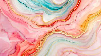 Gilded Waves: Pink and Gold Abstract Fluid Art